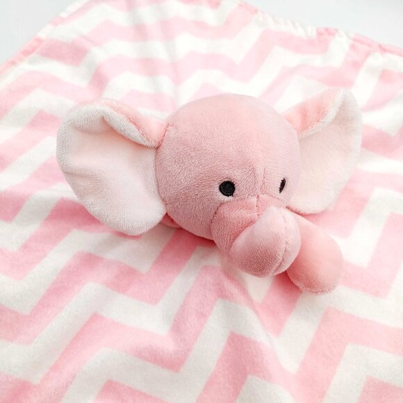 Carter's Pink White Chevron Elephant Security Blanket Lovey Plush Zig Zag 2017 - Picture 2 of 5